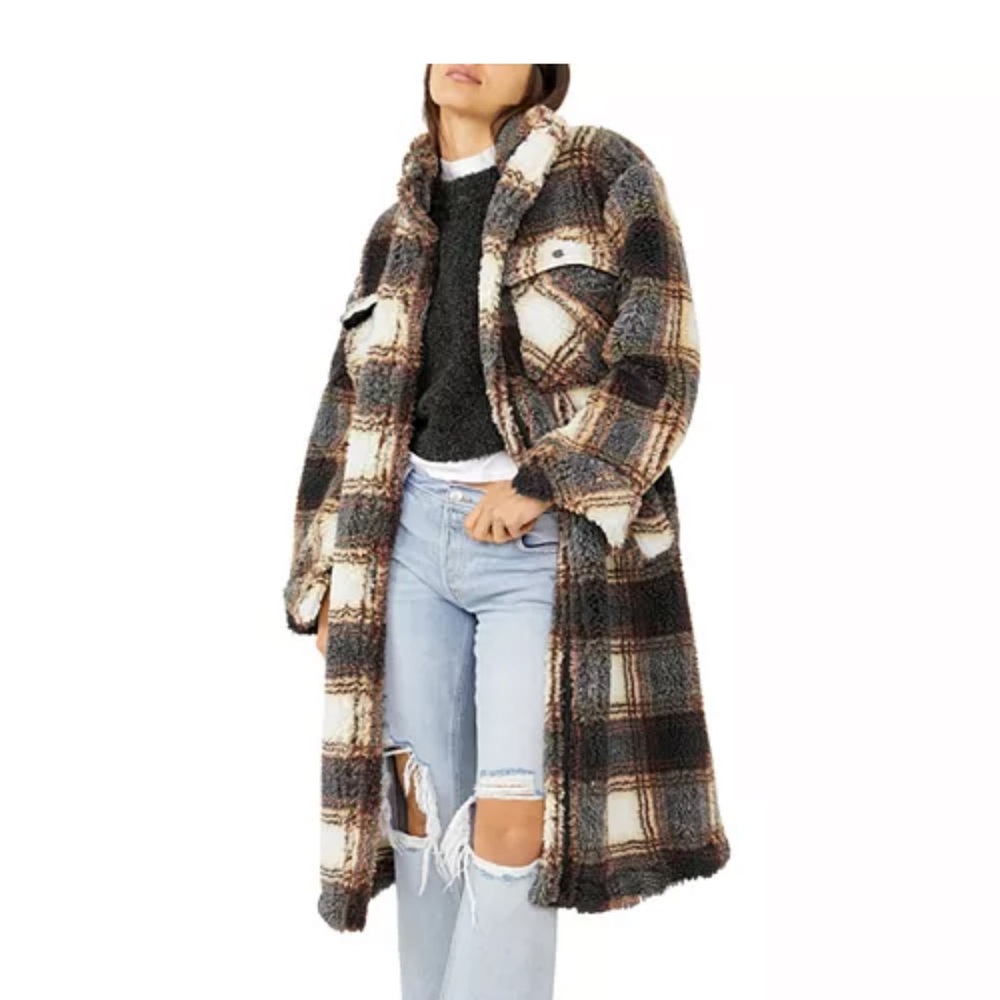 Free People Plaid Coat